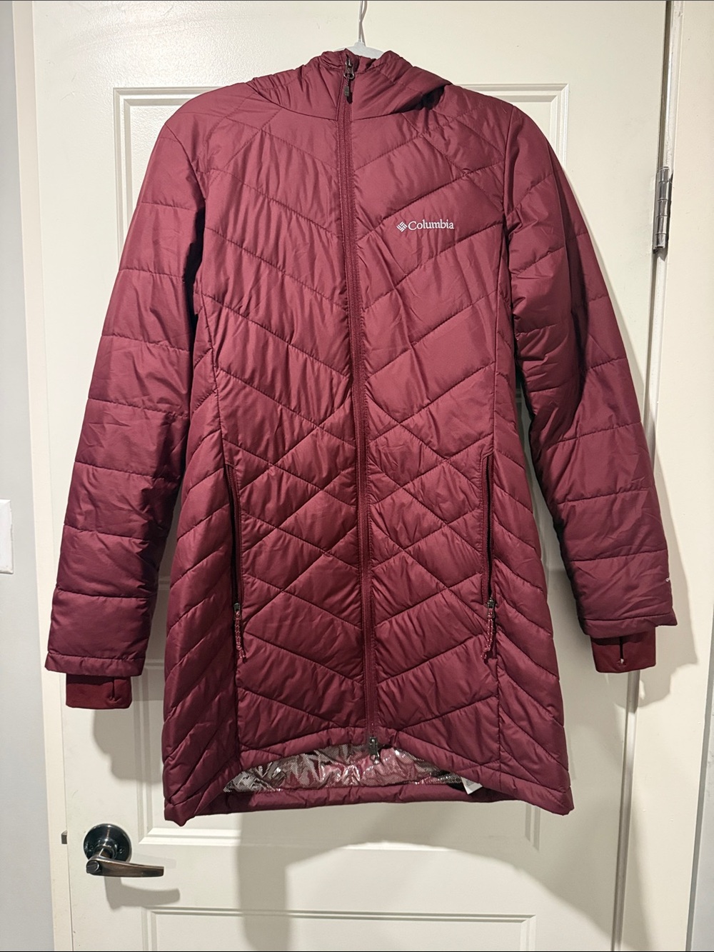 Columbia Women's Burgundy Quilted Hooded Puffer Coat
